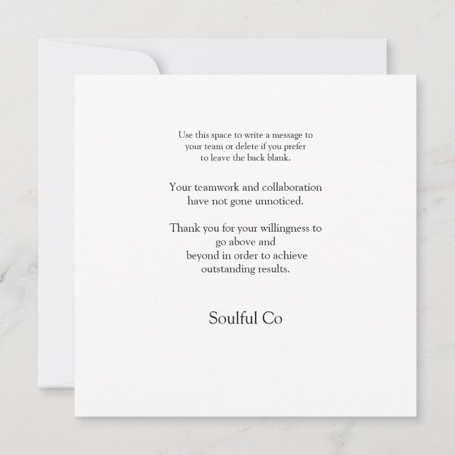 Tarjeta De Agradecimiento Empresas Gracias A Equipo Photo Corporate (Reverso)