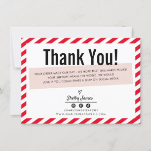 Tarjeta De Agradecimiento EMPRESAS INSERTAR banda moderna mínima rosada roja