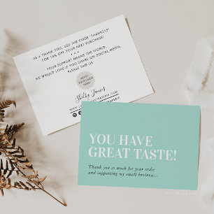 Tarjeta De Agradecimiento EMPRESAS INSERTAR moderno gracias a la menta verde