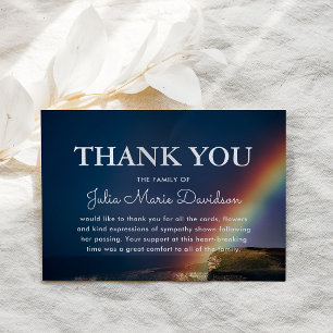 Tarjeta De Agradecimiento En Algún Lugar Sobre El Arcoiris   Funeral Gracias
