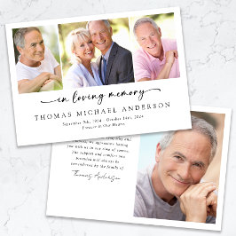 Tarjeta De Agradecimiento En amor por la memoria Script Foto Simpatía funera