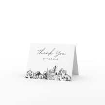 Tarjeta de agradecimiento en blanco con boceto del