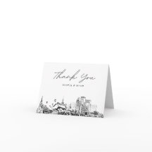 Tarjeta de agradecimiento en blanco con boceto del