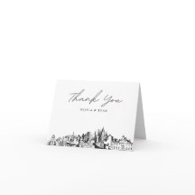 Tarjeta de agradecimiento en blanco con boceto del