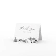 Tarjeta de agradecimiento en blanco con boceto del