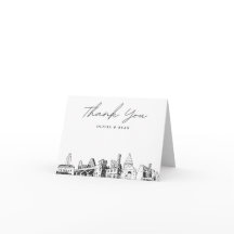 Tarjeta de agradecimiento en blanco con boceto del