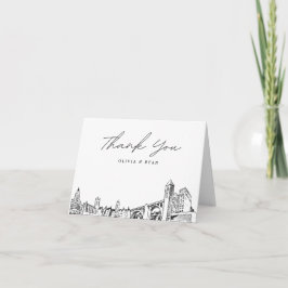 Tarjeta de agradecimiento en blanco con boceto del