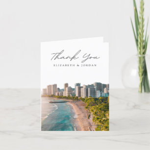 Tarjeta de agradecimiento en blanco de Waikiki Oah