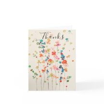 Tarjeta de agradecimiento en blanco floral caprich