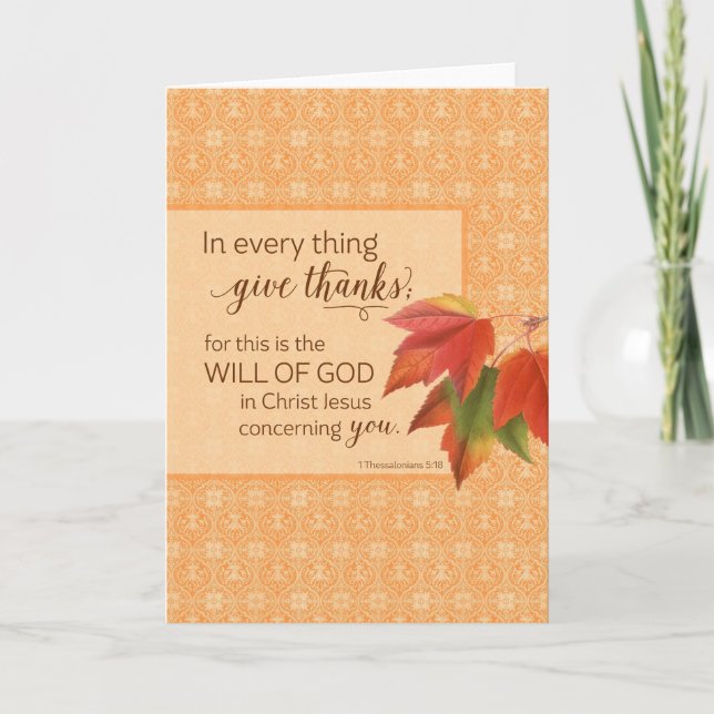 Tarjeta De Agradecimiento En Cada Cosa Da Gracias - 1 Esto. 5:18 (Anverso)