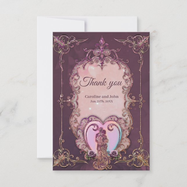 Tarjeta De Agradecimiento En el abrazo del corazón. (Anverso)