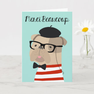 Tarjeta de agradecimiento en francés - Bulldog fra