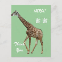 Tarjeta de agradecimiento en inglés/francés/chino