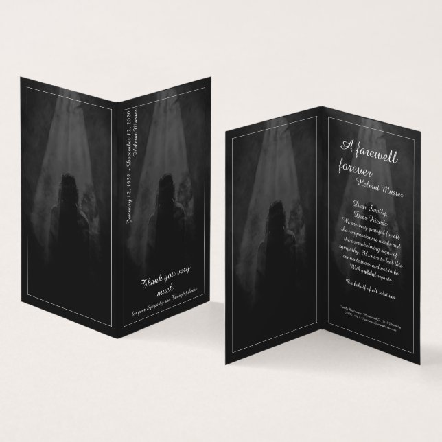 Tarjeta de agradecimiento en la luz - adiós, queri (Interior y exterior)