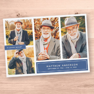 Tarjeta De Agradecimiento En la memoria amorosa Color moderno Cuatro fotos