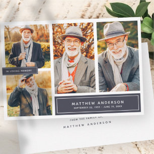 Tarjeta De Agradecimiento En la memoria amorosa Color moderno Cuatro fotos