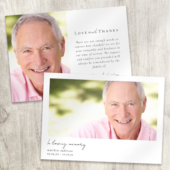 Tarjeta De Agradecimiento En la memoria amorosa modernidad de foto mínima (Subido por el creador)