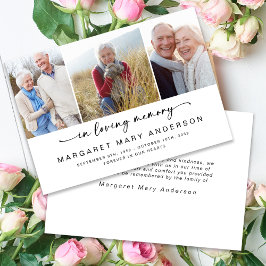 Tarjeta De Agradecimiento En la memoria amorosa | Tres Fotos Simpatía Funera