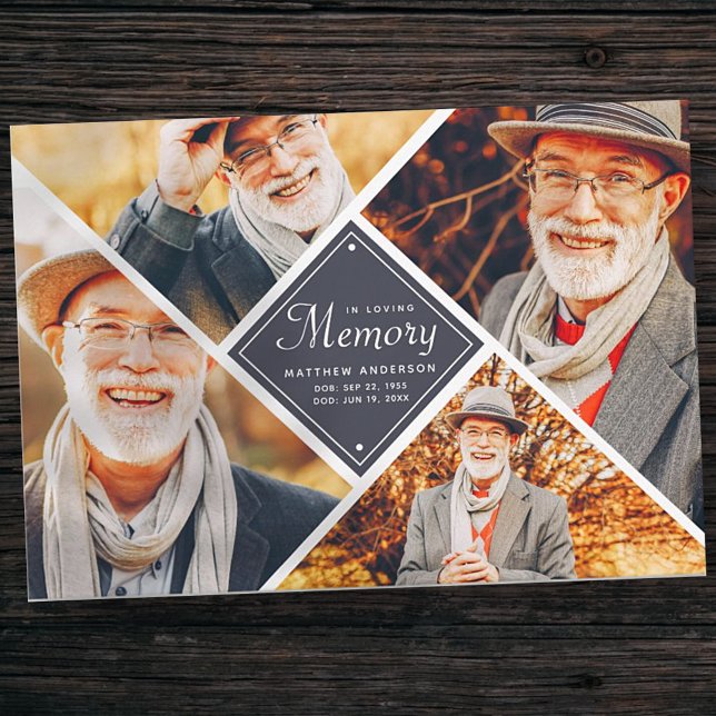 Tarjeta De Agradecimiento En la memoria de amor Modern multifoto (Subido por el creador)