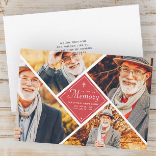 Tarjeta De Agradecimiento En la memoria de amor Moderna Cross Multi Photo
