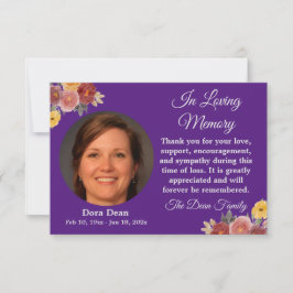 Tarjeta De Agradecimiento En la memoria de amor Simpatía Funeral Azul Acuare