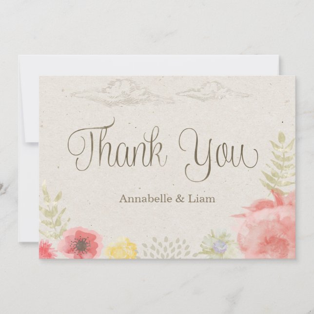 Tarjeta De Agradecimiento En la pradera Boda de verano gracias (Anverso)