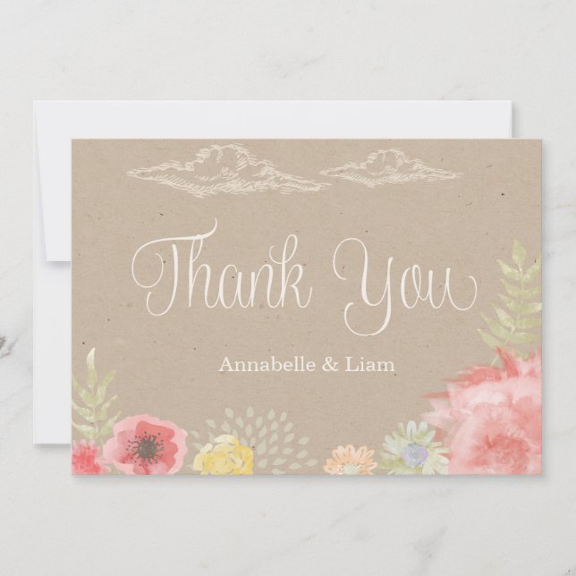 Tarjeta De Agradecimiento En la pradera Boda de verano gracias (Anverso)