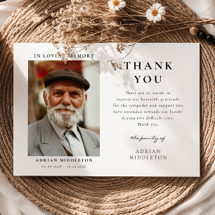 Tarjeta De Agradecimiento En Memoria Cariñosa Foto y Mensaje Personalizados