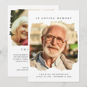 Tarjeta De Agradecimiento En Memoria Cariñosa Funeral Moderno de 2 Fotos