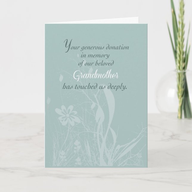 Tarjeta De Agradecimiento En memoria de la abuela, gracias por la donación (Anverso)
