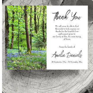 Tarjeta de agradecimiento en memoria del bosque de