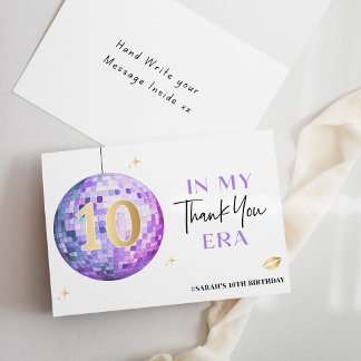 Tarjeta De Agradecimiento En mi disco morado de doble dígito 10 cumpleaños