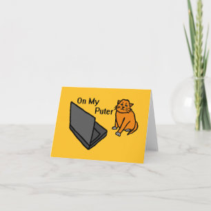 Tarjeta De Agradecimiento En Mi Puter Gato Naranja Divertido Meme De Computa