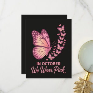 Tarjeta De Agradecimiento En Octubre Mariposa De Pecho Rosa