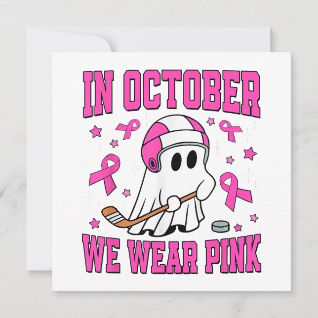 Tarjeta De Agradecimiento En Octubre Usamos Hockey De Juego Rosa (Anverso)