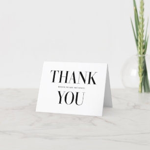 Tarjeta de agradecimiento en tipografía moderna en