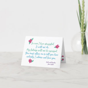 Tarjeta De Agradecimiento En Vano He Luchado - Jane Austen Love Card