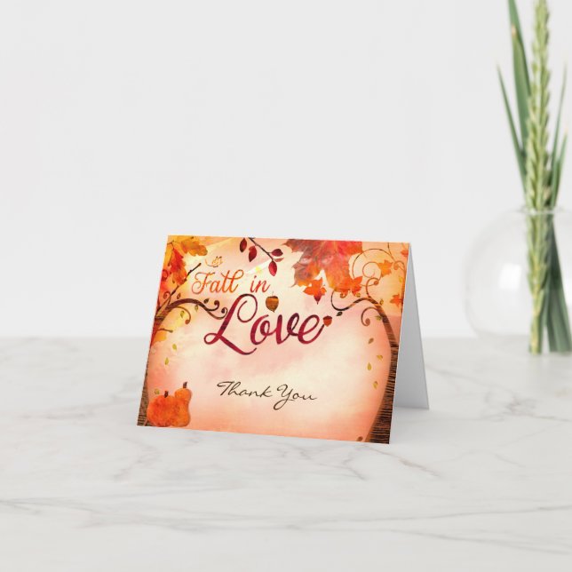 Tarjeta De Agradecimiento Enamorarse del caprichoso otoño gracias (Anverso)