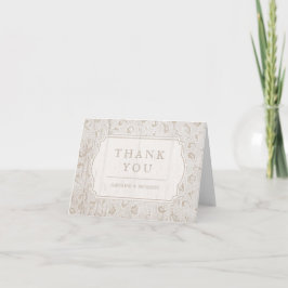 Tarjeta De Agradecimiento Encaje blanco de madera rústica boda de campo grac