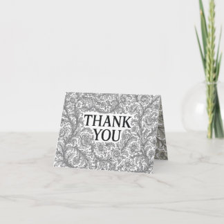 Tarjeta De Agradecimiento Encaje Botánico Elegante