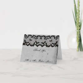 Tarjeta De Agradecimiento Encaje de Murciélago Gótico Elegante para Bodas Po