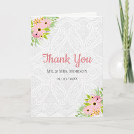 Tarjeta De Agradecimiento Encaje floral