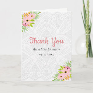Tarjeta De Agradecimiento Encaje floral