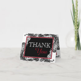 Tarjeta De Agradecimiento Encaje Negro Blanco Gracias Moderno Gótic