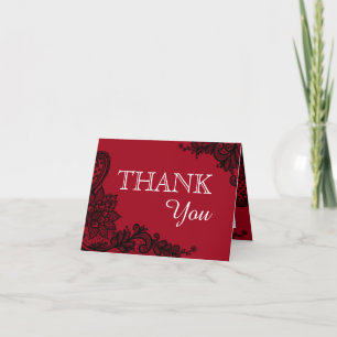 Tarjeta De Agradecimiento Encaje Negro Rojo Moderno Goth Gracias