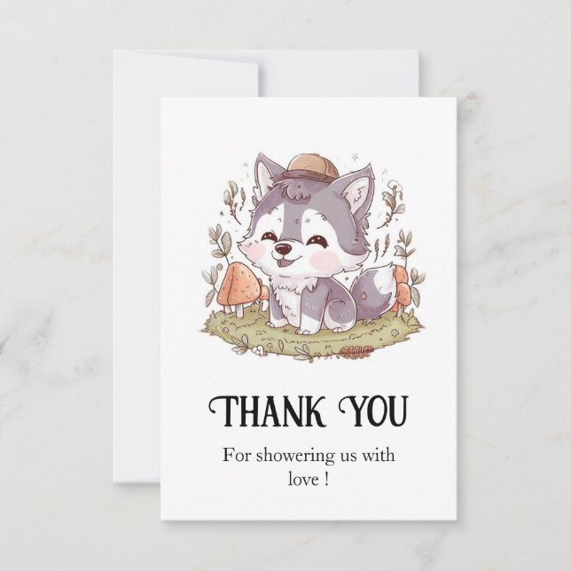 Tarjeta De Agradecimiento Encantada y juguetona Baby Shower (Anverso)