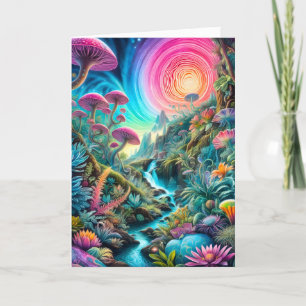Tarjeta De Agradecimiento Encantado Paisaje Psicodélico
