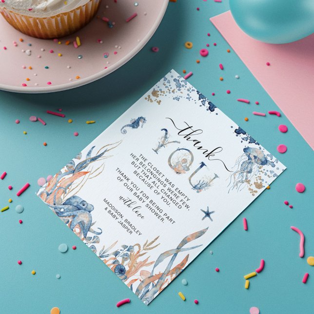 Tarjeta De Agradecimiento Encantador Baby Shower bajo el mar (Subido por el creador)