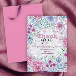 Tarjeta De Agradecimiento Encantador Baby Shower de flores de pradera bohemi