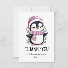 Tarjeta De Agradecimiento Encantador Baby Shower pingüino místico